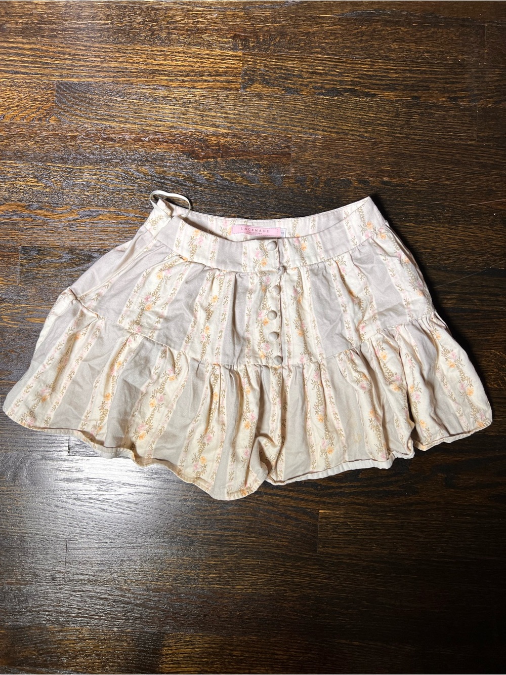 Lacemade Tiered Ditsy Floral Mini Skirt Vintage Inspired Romantic Coquette Small